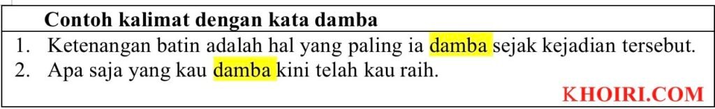CONTOH KALIMAT DENGAN KATA DAMBA