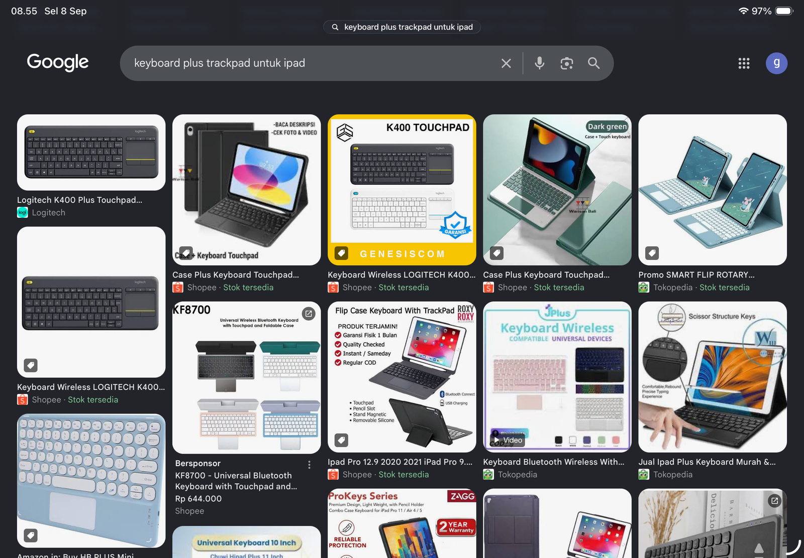 Contoh pencarian gambar di Google images
