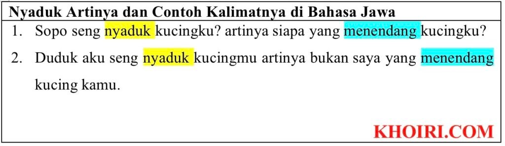 Nyaduk artinya dan contoh kalimatnya di bahasa Jawa