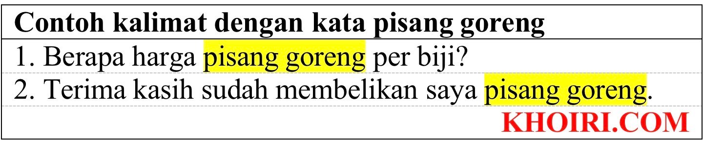 CONTOH KALIMAT DENGAN KATA PISANG GORENG