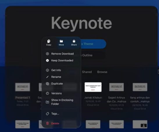 cara duplikat file keynote di ipad macbook