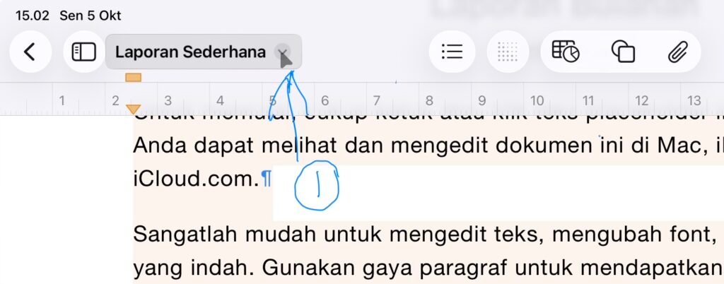 Cara mengatur ukuran kertas pada Pages di iPAd