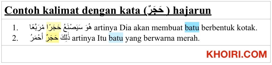 Contoh kalimat dengan kata hajarun