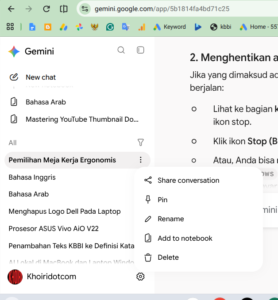 cara menghapus obrolan di gemini